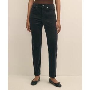 Brooks Brothers Womens Velvet Mid Rise Straight Pants Size 10 Black Quiet Luxury